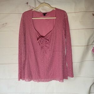 Torrid Rose Long Sleeve v neck Blouse